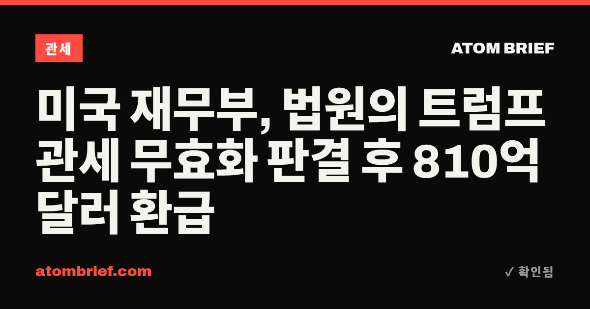 미국 재무부, 법원의 트럼프 관세 무효화 판결 후 810억 달러 환급