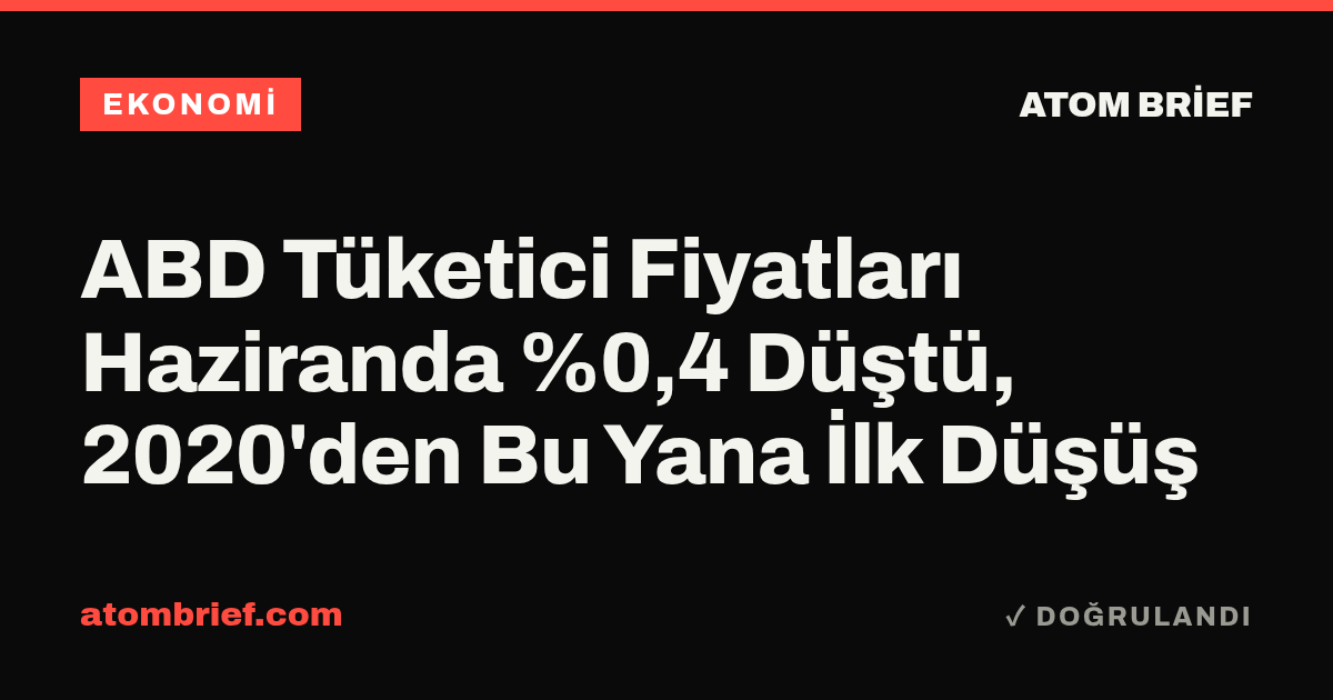 ABD Tüketici Fiyatları Haziranda %0,4 Düştü, 2020'den Bu Yana İlk Düşüş