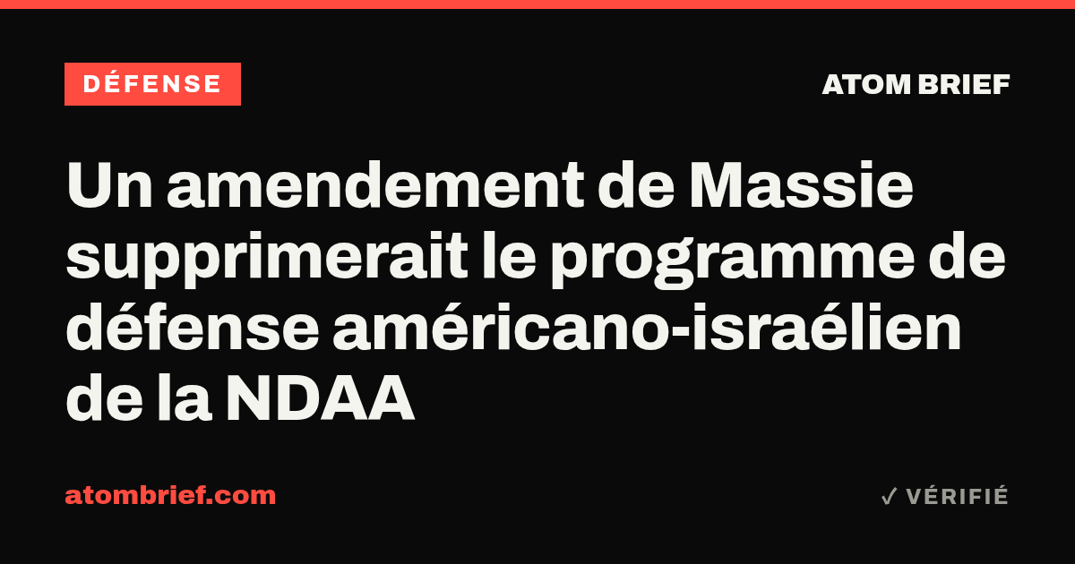 Un amendement de Massie supprimerait le programme de défense américano-israélien de la NDAA