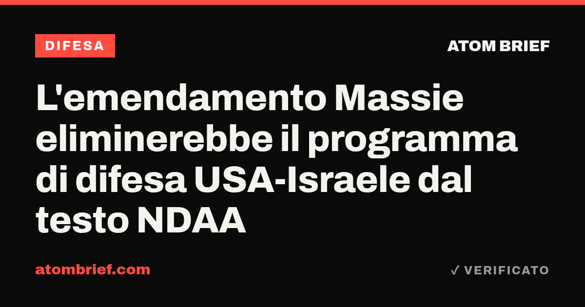 L'emendamento Massie eliminerebbe il programma di difesa USA-Israele dal testo NDAA