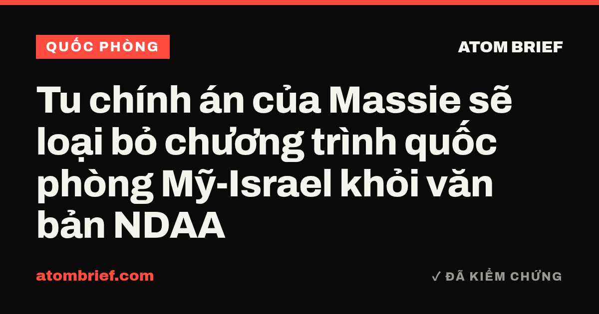 Tu chính án của Massie sẽ loại bỏ chương trình quốc phòng Mỹ-Israel khỏi văn bản NDAA