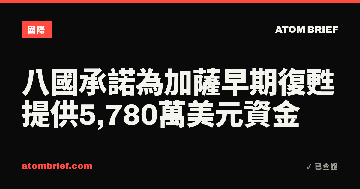 八國承諾為加薩早期復甦提供5,780萬美元資金