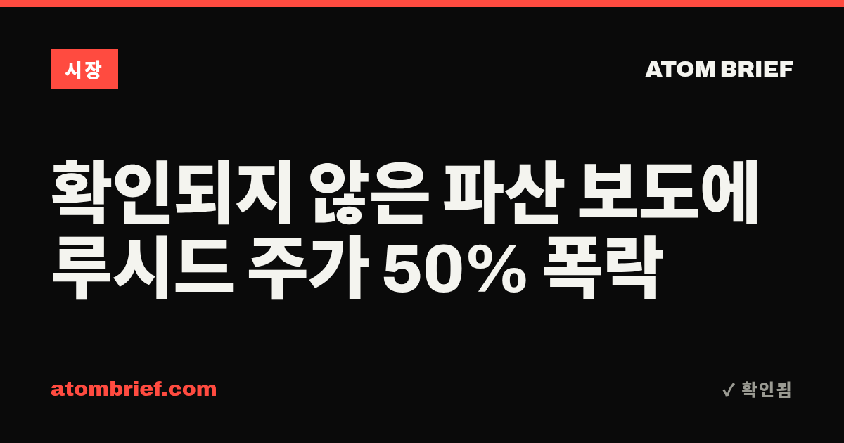 확인되지 않은 파산 보도에 루시드 주가 50% 폭락