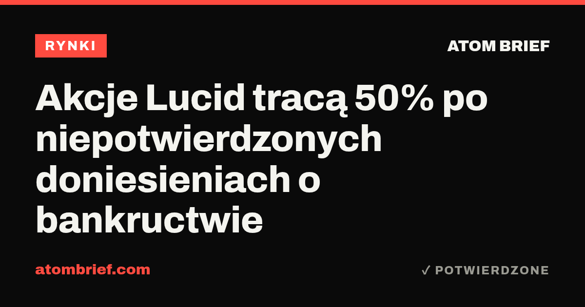 Akcje Lucid tracą 50% po niepotwierdzonych doniesieniach o bankructwie