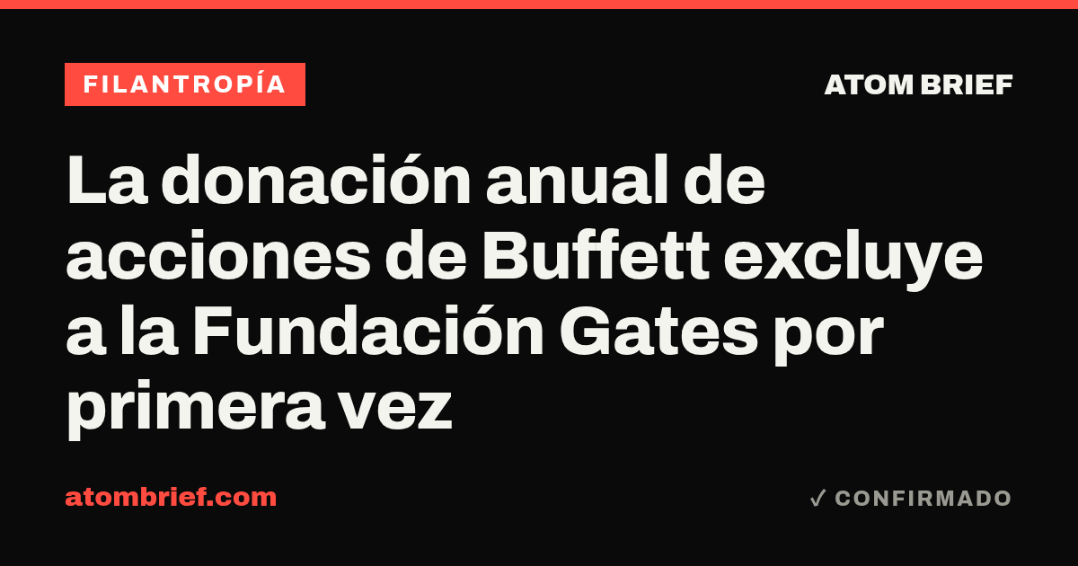 La donación anual de acciones de Buffett excluye a la Fundación Gates por primera vez