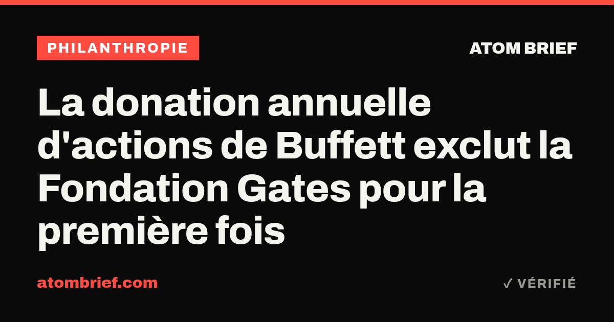 La donation annuelle d'actions de Buffett exclut la Fondation Gates pour la première fois