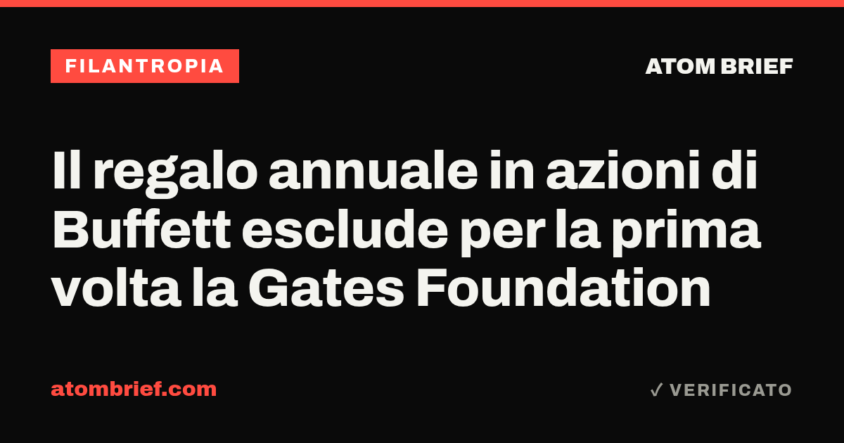 Il regalo annuale in azioni di Buffett esclude per la prima volta la Gates Foundation