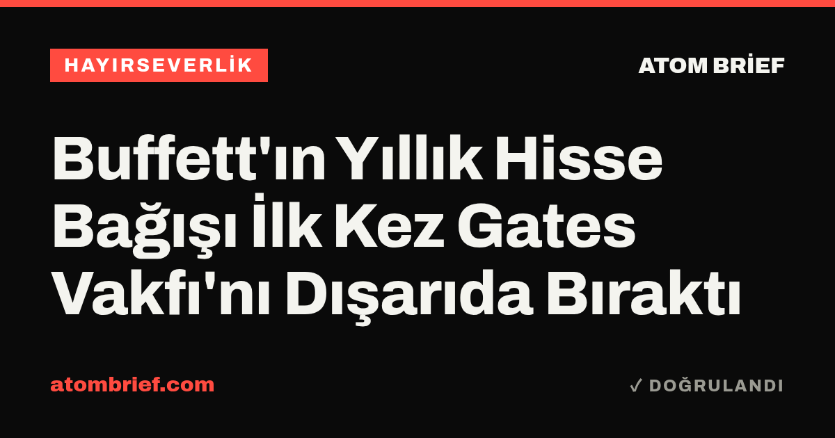 Buffett'ın Yıllık Hisse Bağışı İlk Kez Gates Vakfı'nı Dışarıda Bıraktı