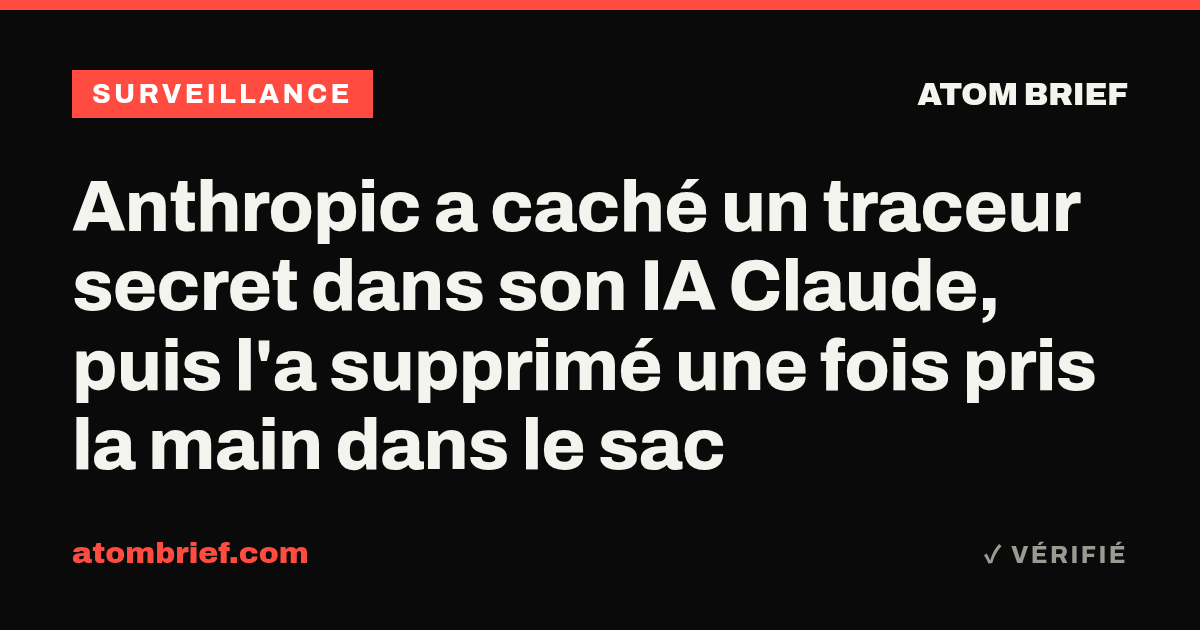 Anthropic a caché un traceur secret dans son IA Claude, puis l'a supprimé une fois pris la main dans le sac