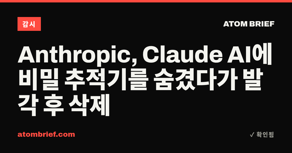 Anthropic, Claude AI에 비밀 추적기를 숨겼다가 발각 후 삭제