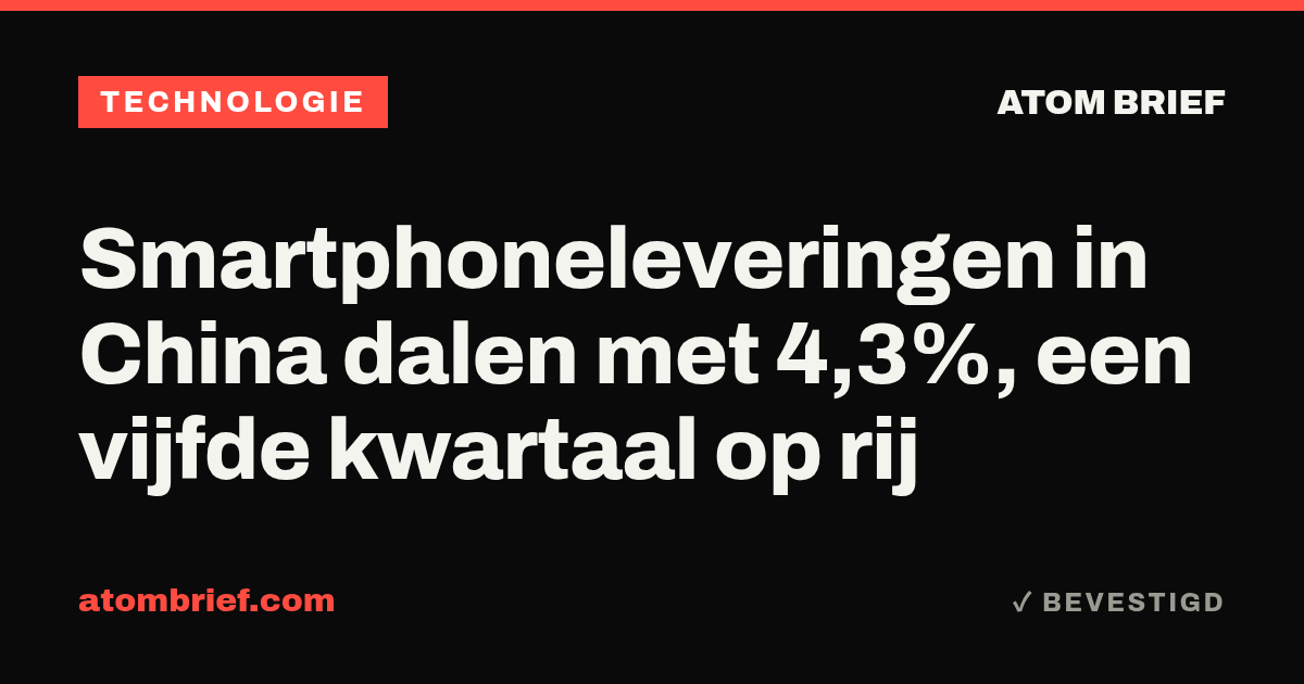 Smartphoneleveringen in China dalen met 4,3%, een vijfde kwartaal op rij