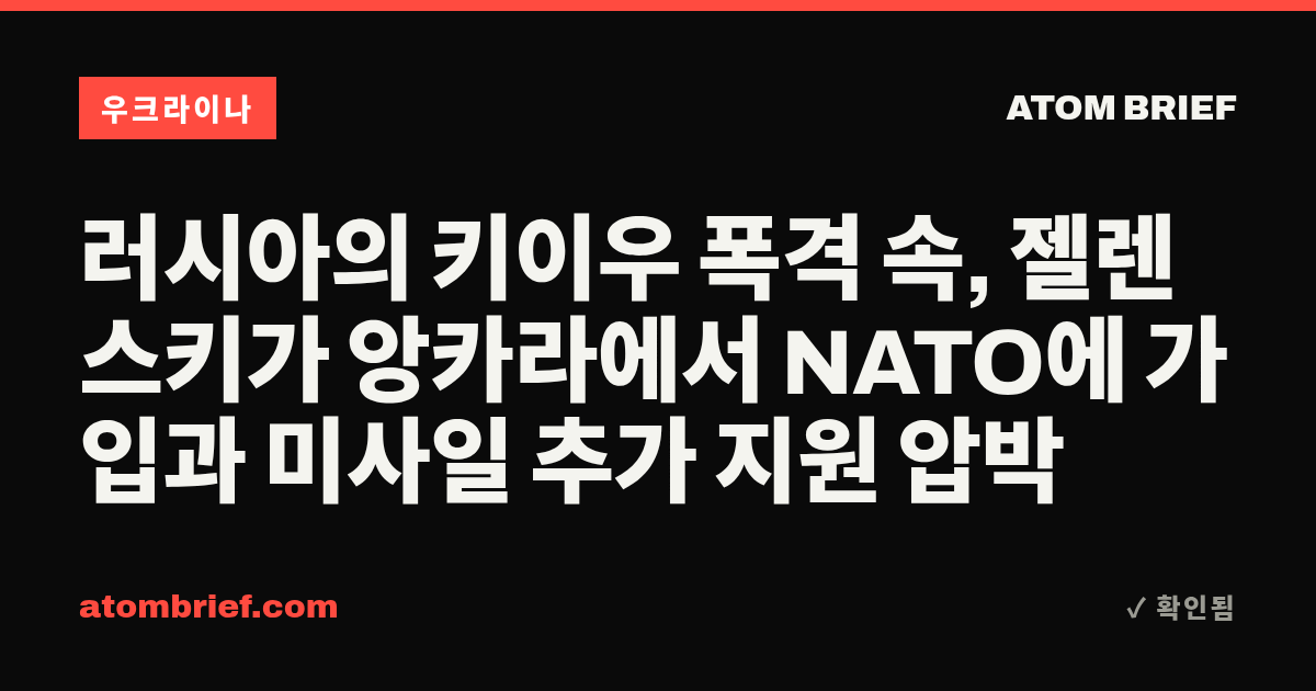 러시아의 키이우 폭격 속, 젤렌스키가 앙카라에서 NATO에 가입과 미사일 추가 지원 압박