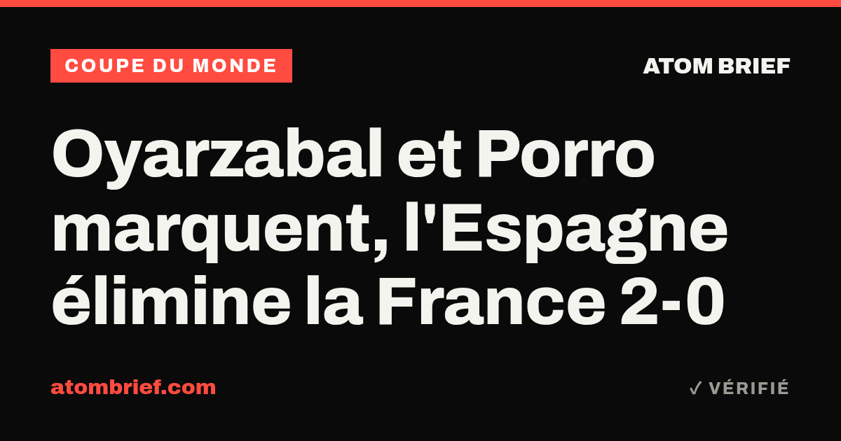 Oyarzabal et Porro marquent, l'Espagne élimine la France 2-0