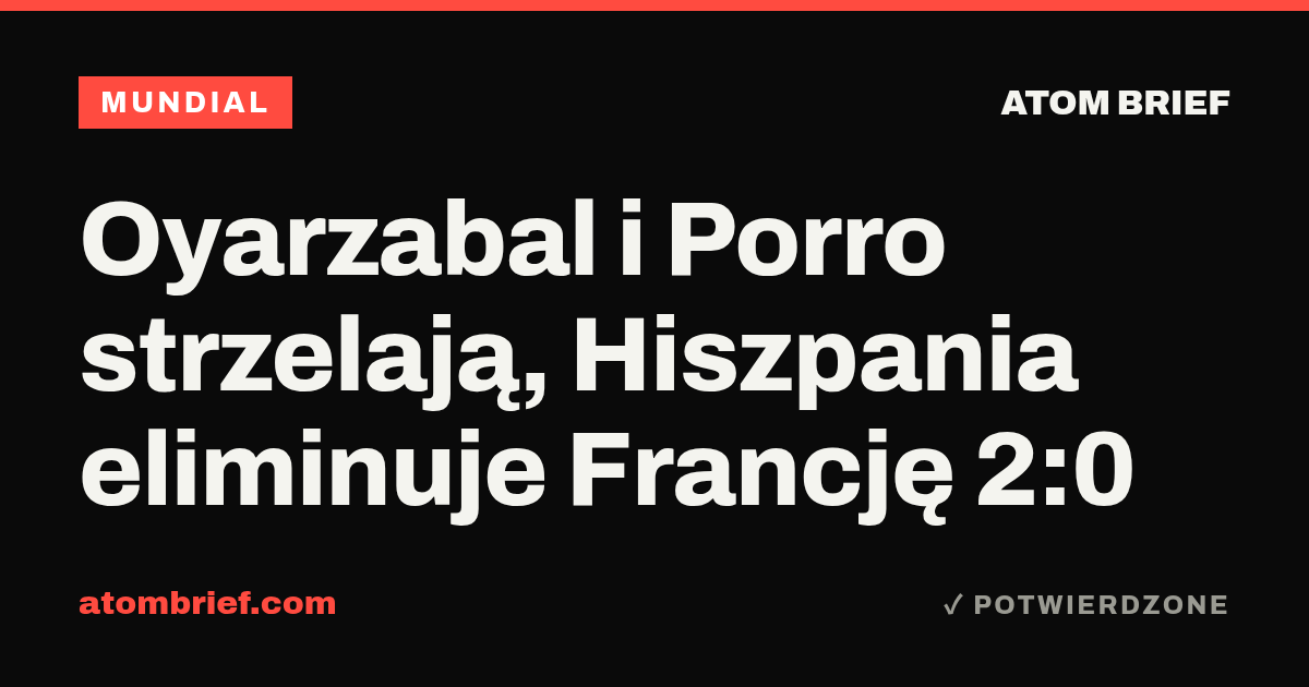 Oyarzabal i Porro strzelają, Hiszpania eliminuje Francję 2:0