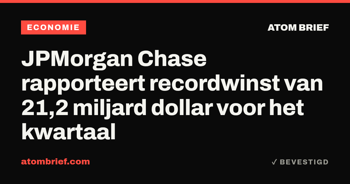 JPMorgan Chase rapporteert recordwinst van 21,2 miljard dollar voor het kwartaal