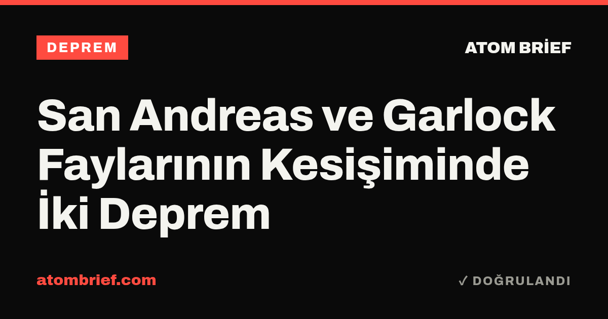 San Andreas ve Garlock Faylarının Kesişiminde İki Deprem