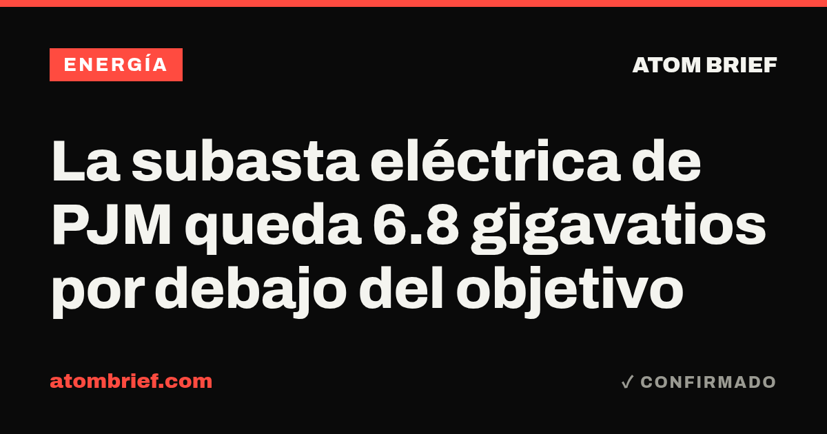 La subasta eléctrica de PJM queda 6.8 gigavatios por debajo del objetivo