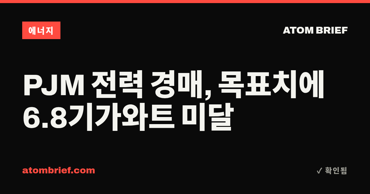 PJM 전력 경매, 목표치에 6.8기가와트 미달