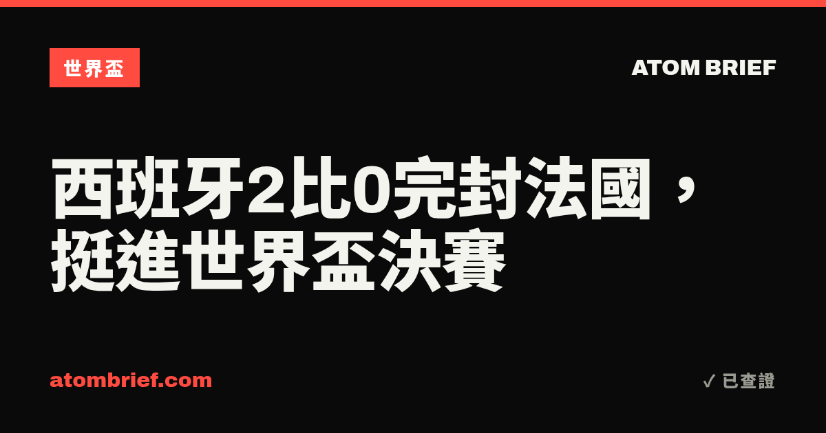 西班牙2比0完封法國，挺進世界盃決賽