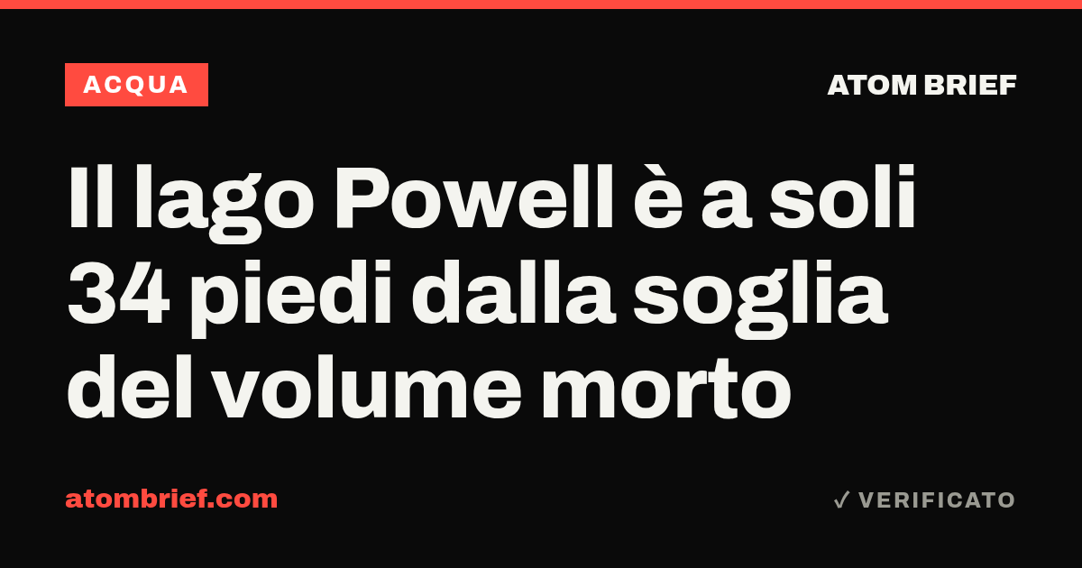 Il lago Powell è a soli 34 piedi dalla soglia del volume morto