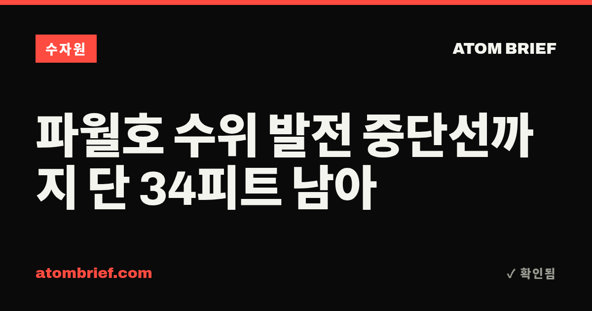 파월호 수위 발전 중단선까지 단 34피트 남아