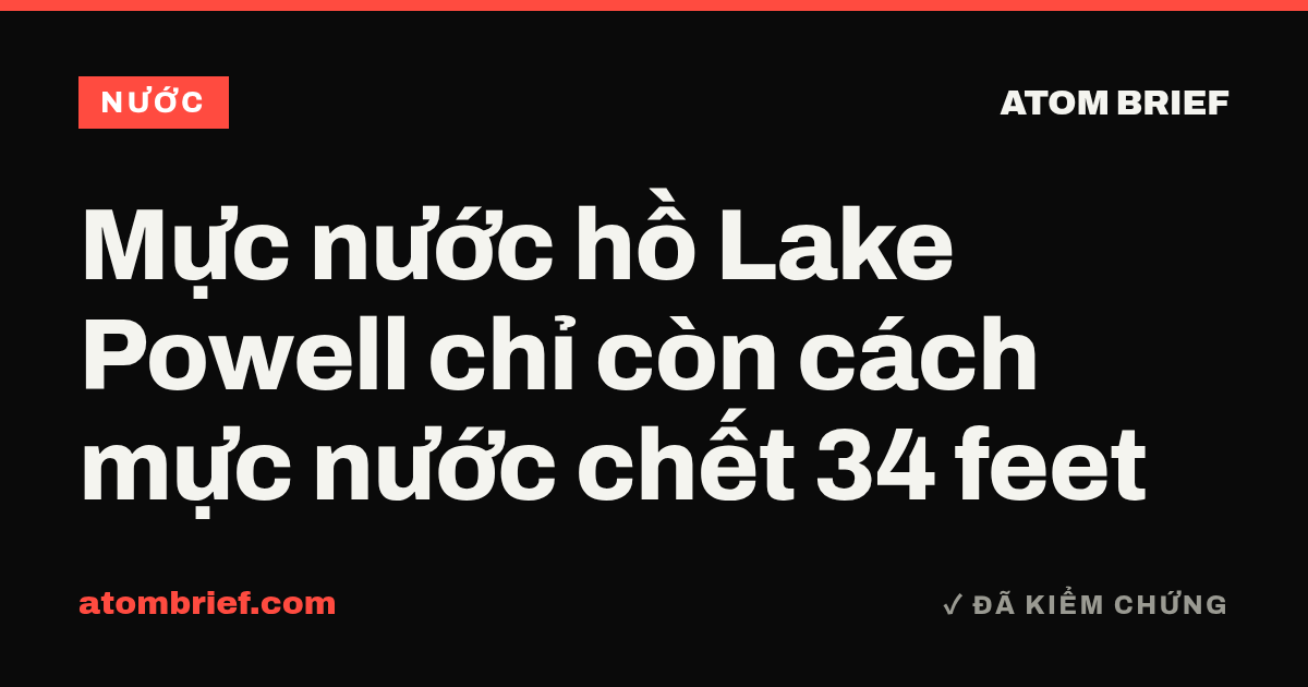 Mực nước hồ Lake Powell chỉ còn cách mực nước chết 34 feet