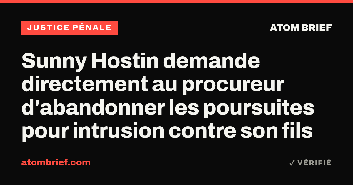 Sunny Hostin demande directement au procureur d'abandonner les poursuites pour intrusion contre son fils