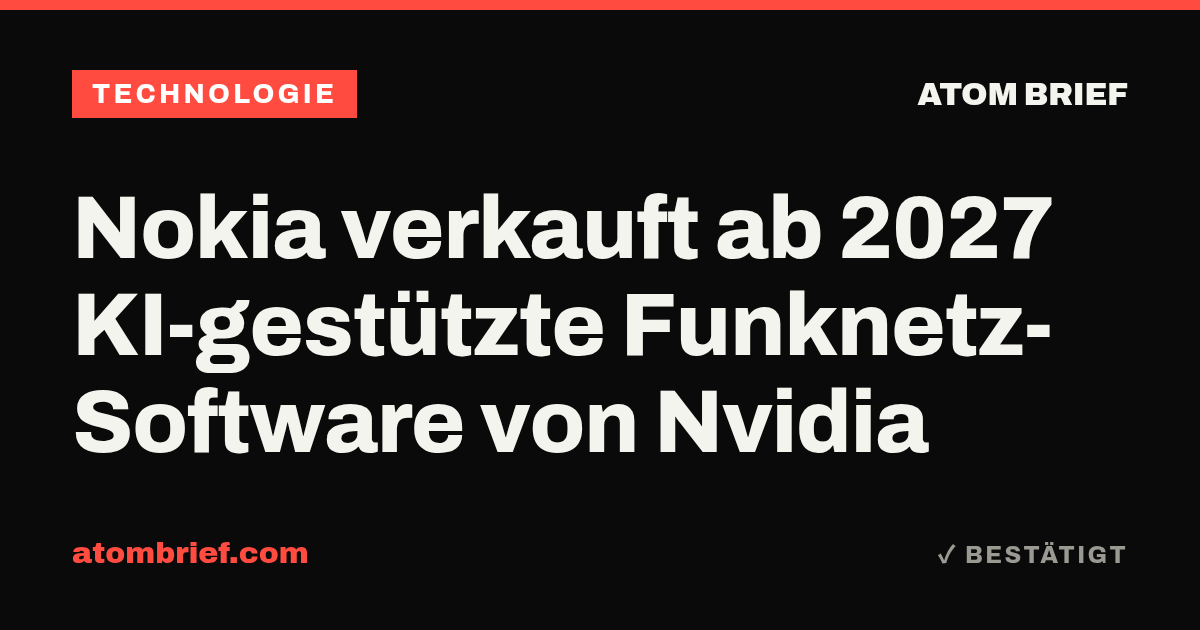 Nokia verkauft ab 2027 KI-gestützte Funknetz-Software von Nvidia