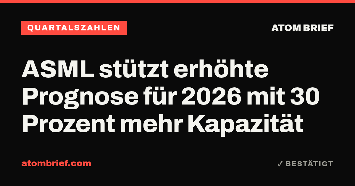 ASML stützt erhöhte Prognose für 2026 mit 30 Prozent mehr Kapazität
