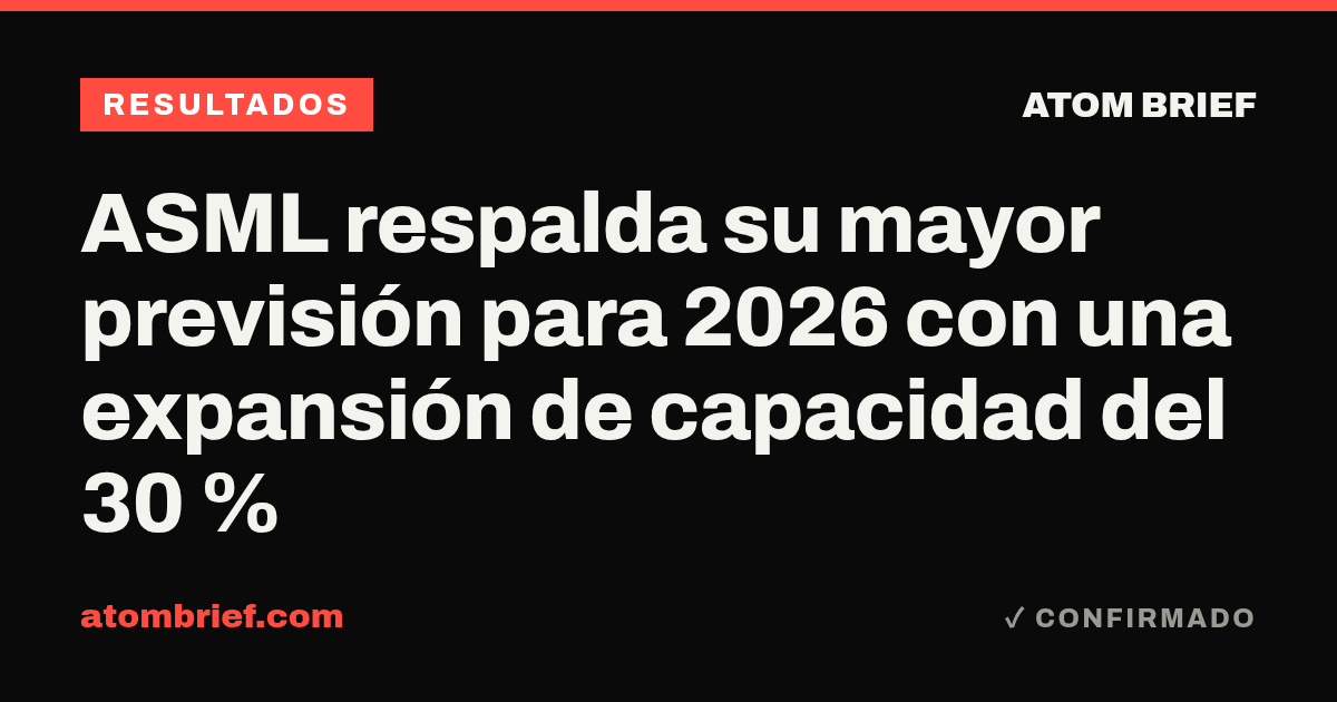 ASML respalda su mayor previsión para 2026 con una expansión de capacidad del 30 %