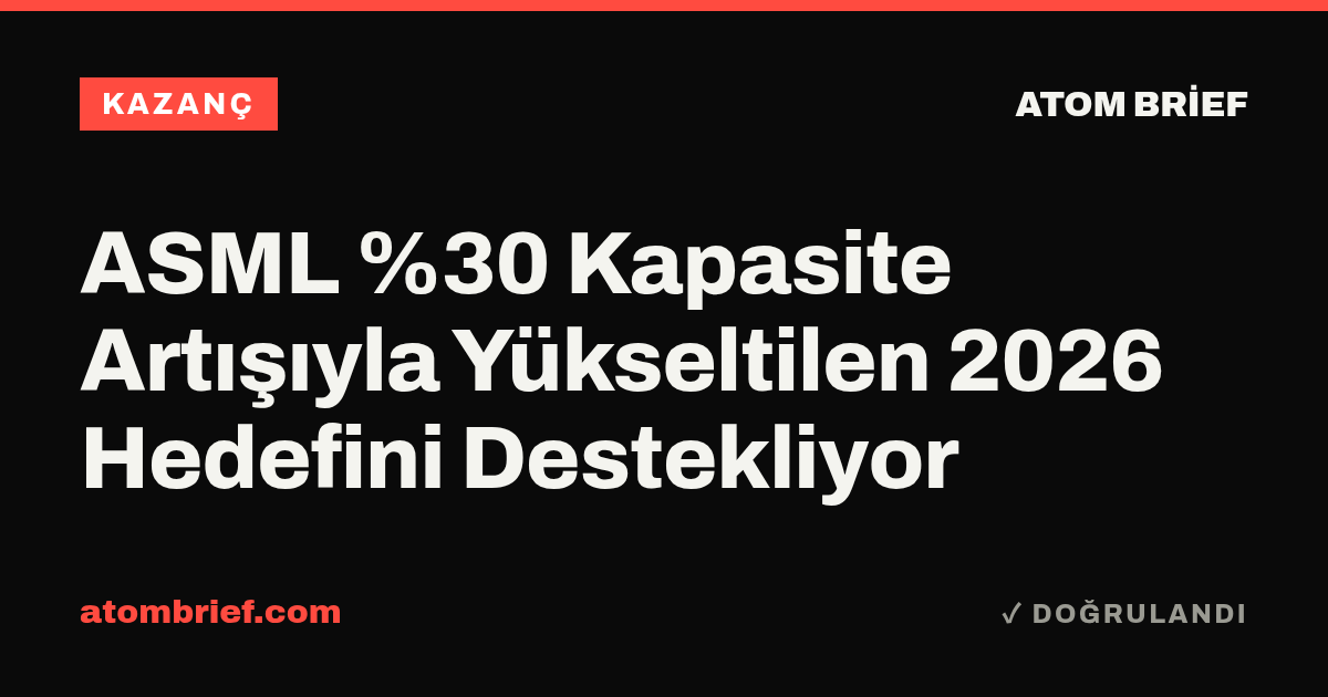 ASML %30 Kapasite Artışıyla Yükseltilen 2026 Hedefini Destekliyor