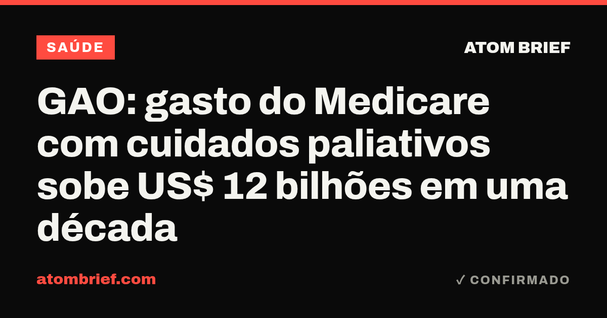 GAO: gasto do Medicare com cuidados paliativos sobe US$ 12 bilhões em uma década