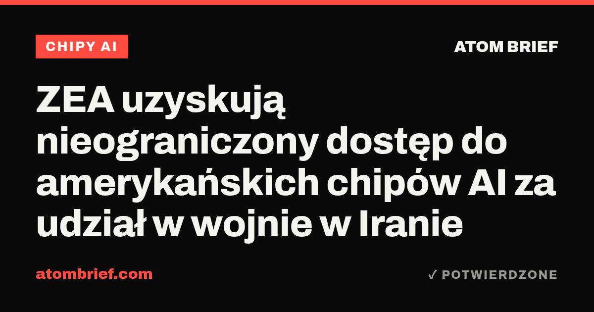 ZEA uzyskują nieograniczony dostęp do amerykańskich chipów AI za udział w wojnie w Iranie
