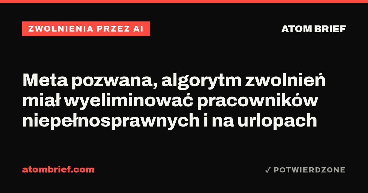 Meta pozwana, algorytm zwolnień miał wyeliminować pracowników niepełnosprawnych i na urlopach