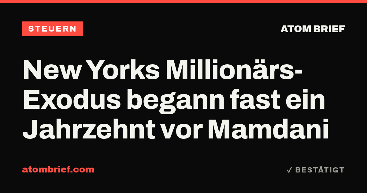 New Yorks Millionärs-Exodus begann fast ein Jahrzehnt vor Mamdani