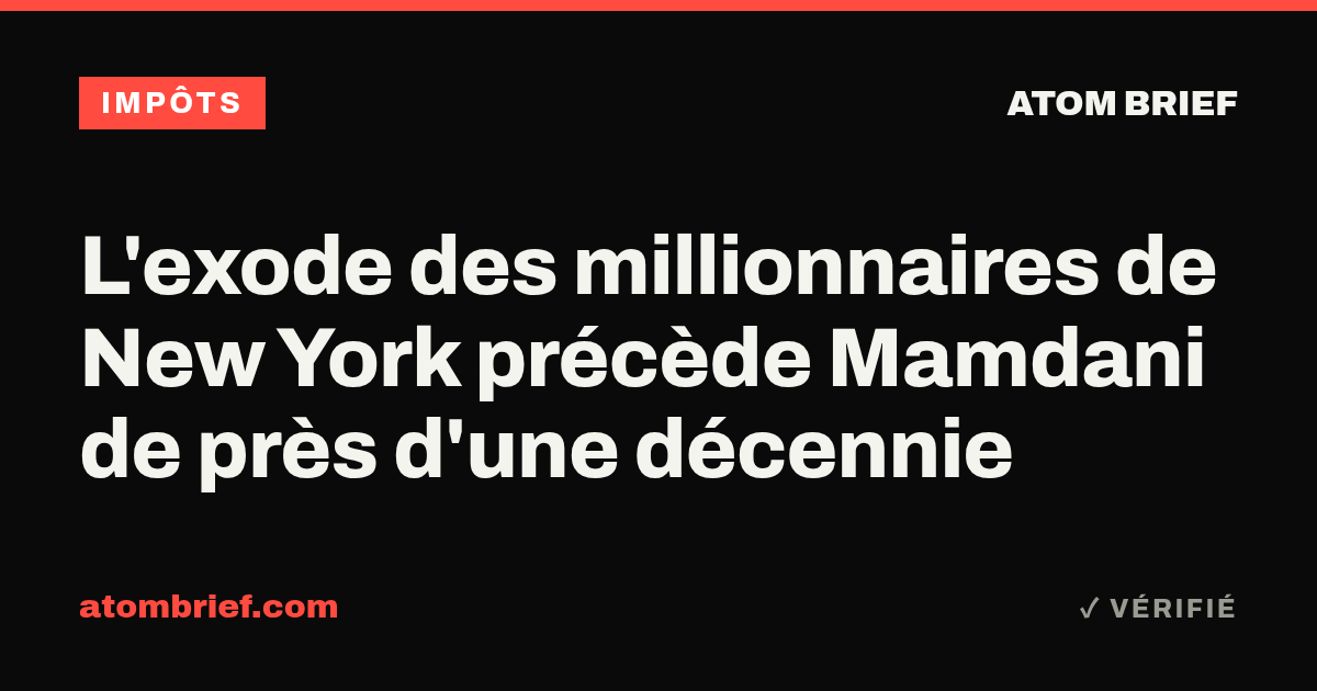 L'exode des millionnaires de New York précède Mamdani de près d'une décennie