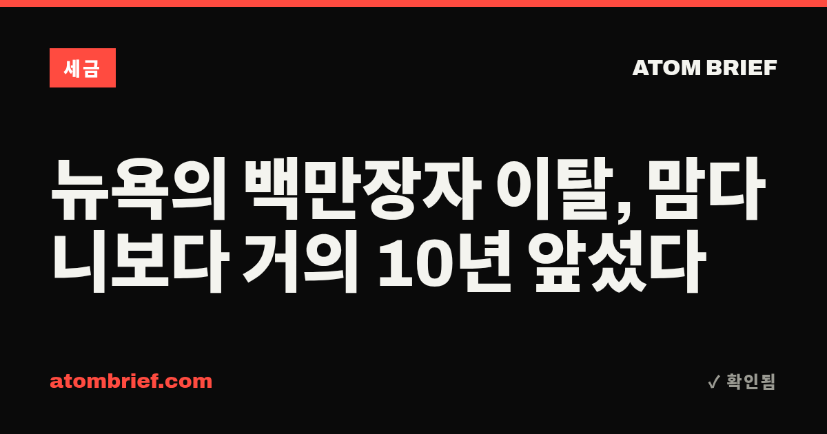 뉴욕의 백만장자 이탈, 맘다니보다 거의 10년 앞섰다