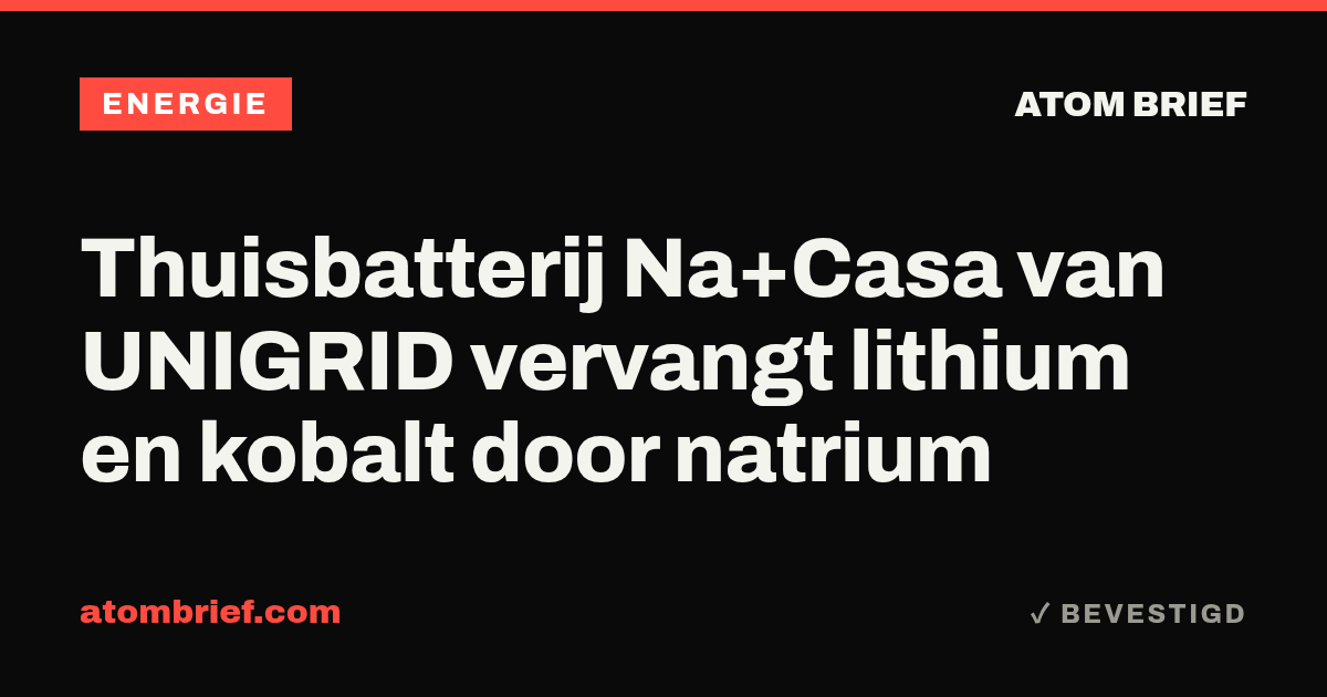 Thuisbatterij Na+Casa van UNIGRID vervangt lithium en kobalt door natrium