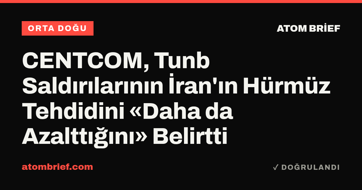 CENTCOM, Tunb Saldırılarının İran'ın Hürmüz Tehdidini «Daha da Azalttığını» Belirtti