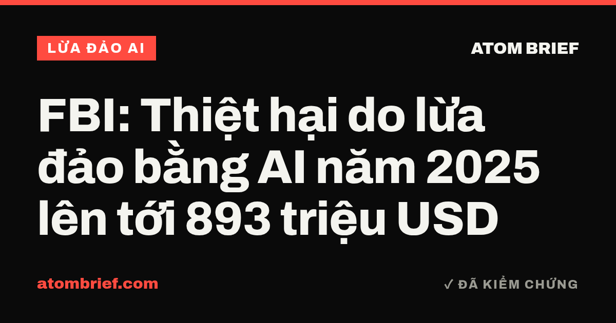 FBI: Thiệt hại do lừa đảo bằng AI năm 2025 lên tới 893 triệu USD