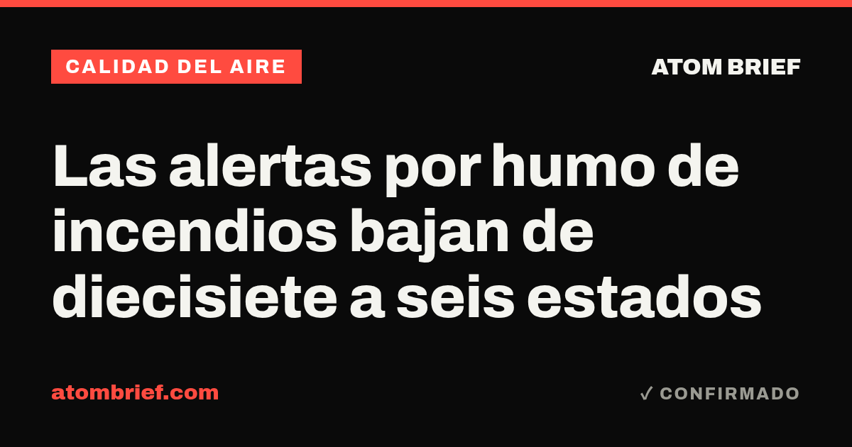 Las alertas por humo de incendios bajan de diecisiete a seis estados