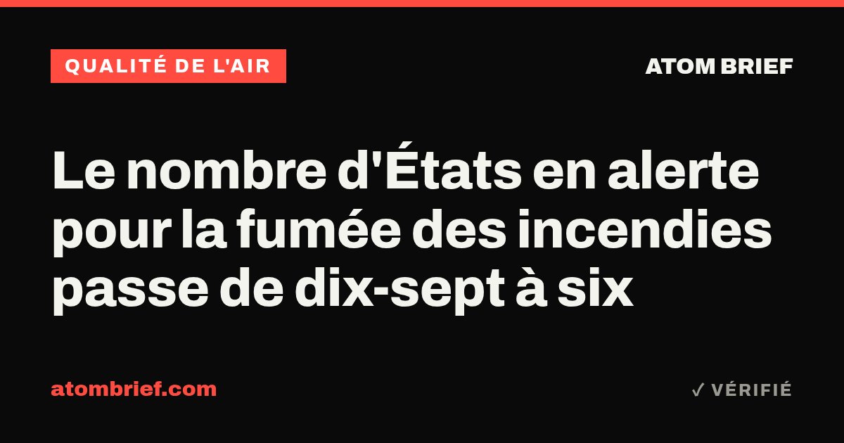 Le nombre d'États en alerte pour la fumée des incendies passe de dix-sept à six