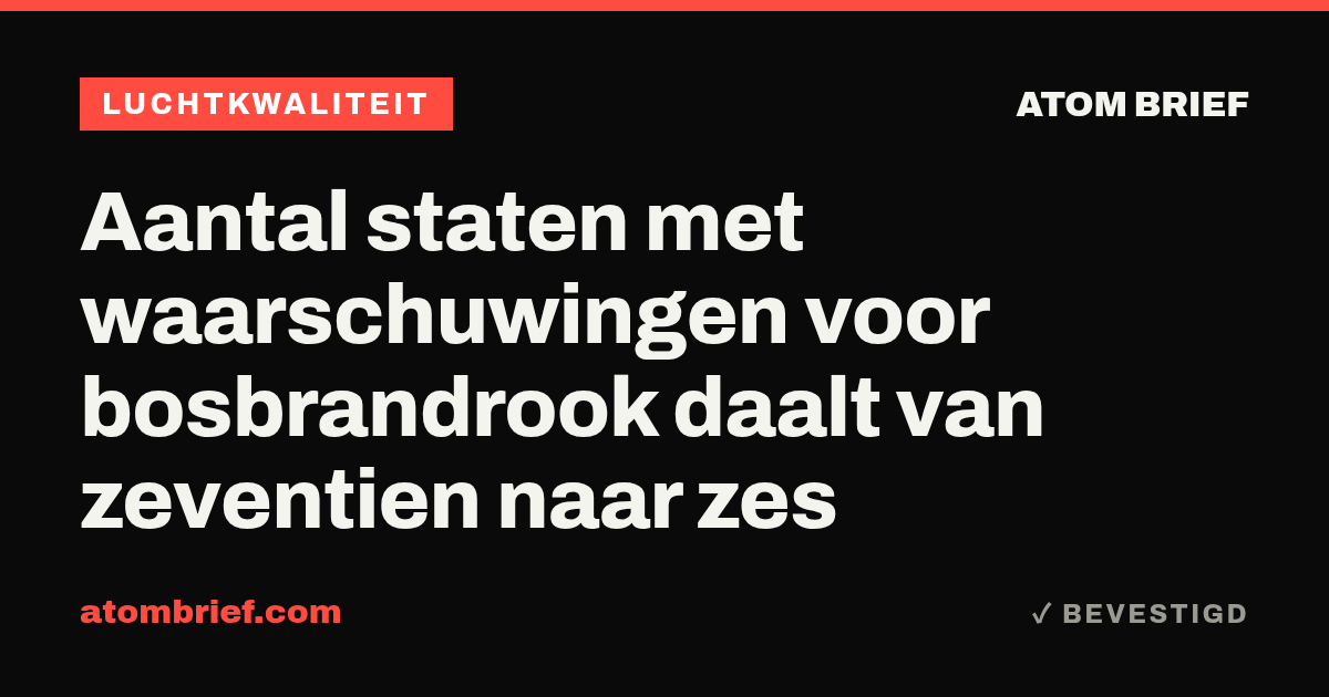 Aantal staten met waarschuwingen voor bosbrandrook daalt van zeventien naar zes