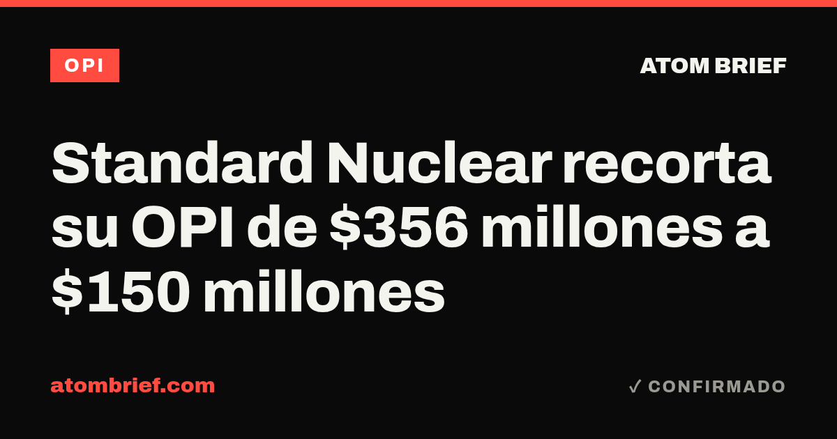 Standard Nuclear recorta su OPI de $356 millones a $150 millones