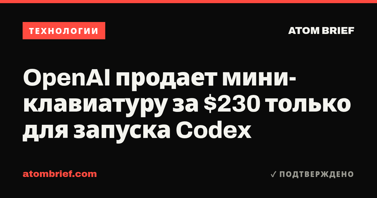 OpenAI продает мини-клавиатуру за $230 только для запуска Codex