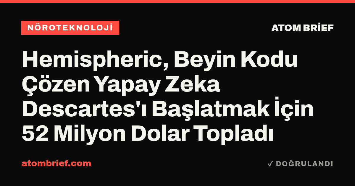Hemispheric, Beyin Kodu Çözen Yapay Zeka Descartes'ı Başlatmak İçin 52 Milyon Dolar Topladı