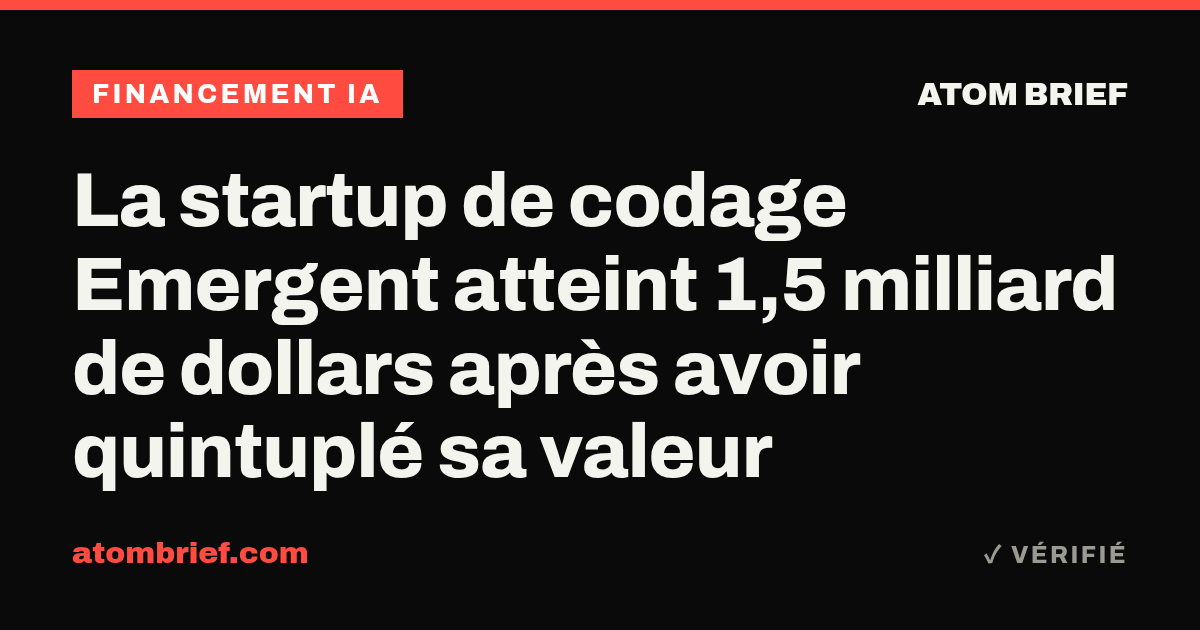 La startup de codage Emergent atteint 1,5 milliard de dollars après avoir quintuplé sa valeur