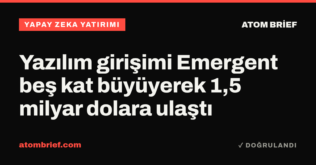Yazılım girişimi Emergent beş kat büyüyerek 1,5 milyar dolara ulaştı