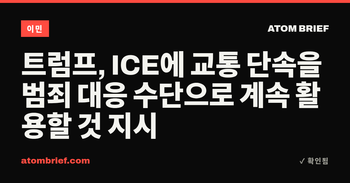 트럼프, ICE에 교통 단속을 범죄 대응 수단으로 계속 활용할 것 지시