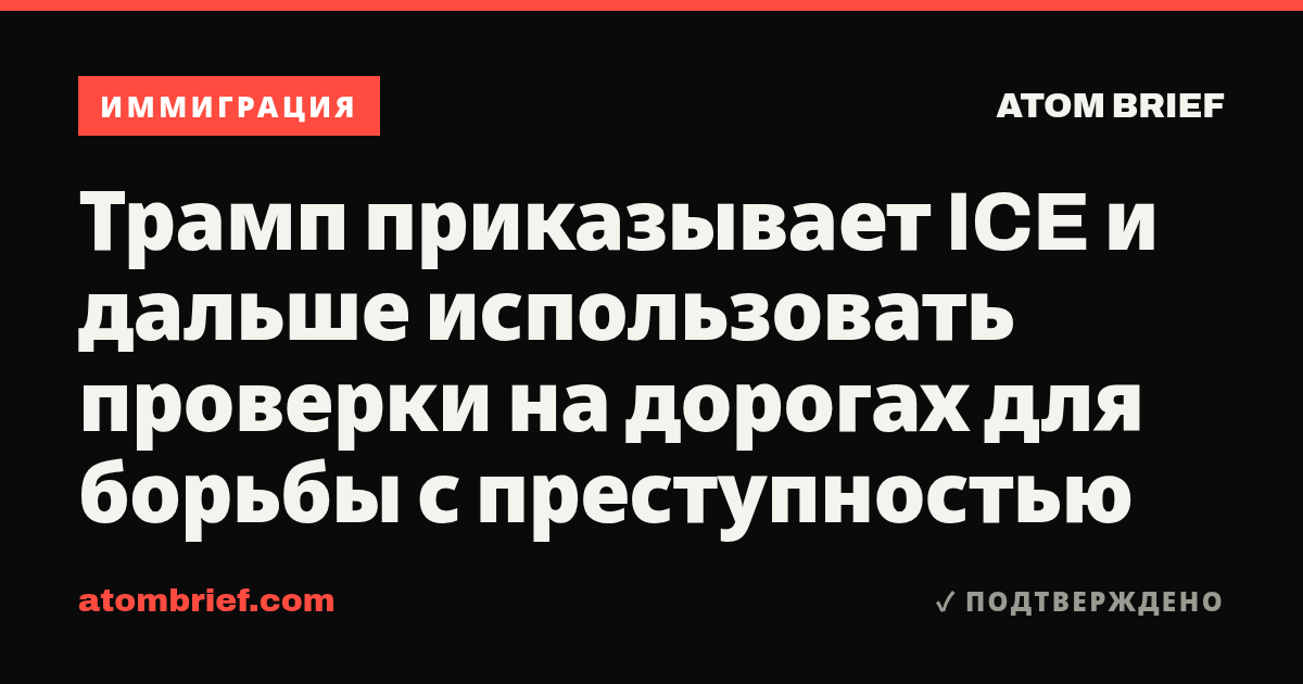 Трамп приказывает ICE и дальше использовать проверки на дорогах для борьбы с преступностью